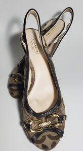 Coach Belle signature Khaki/Brown slingback sanda